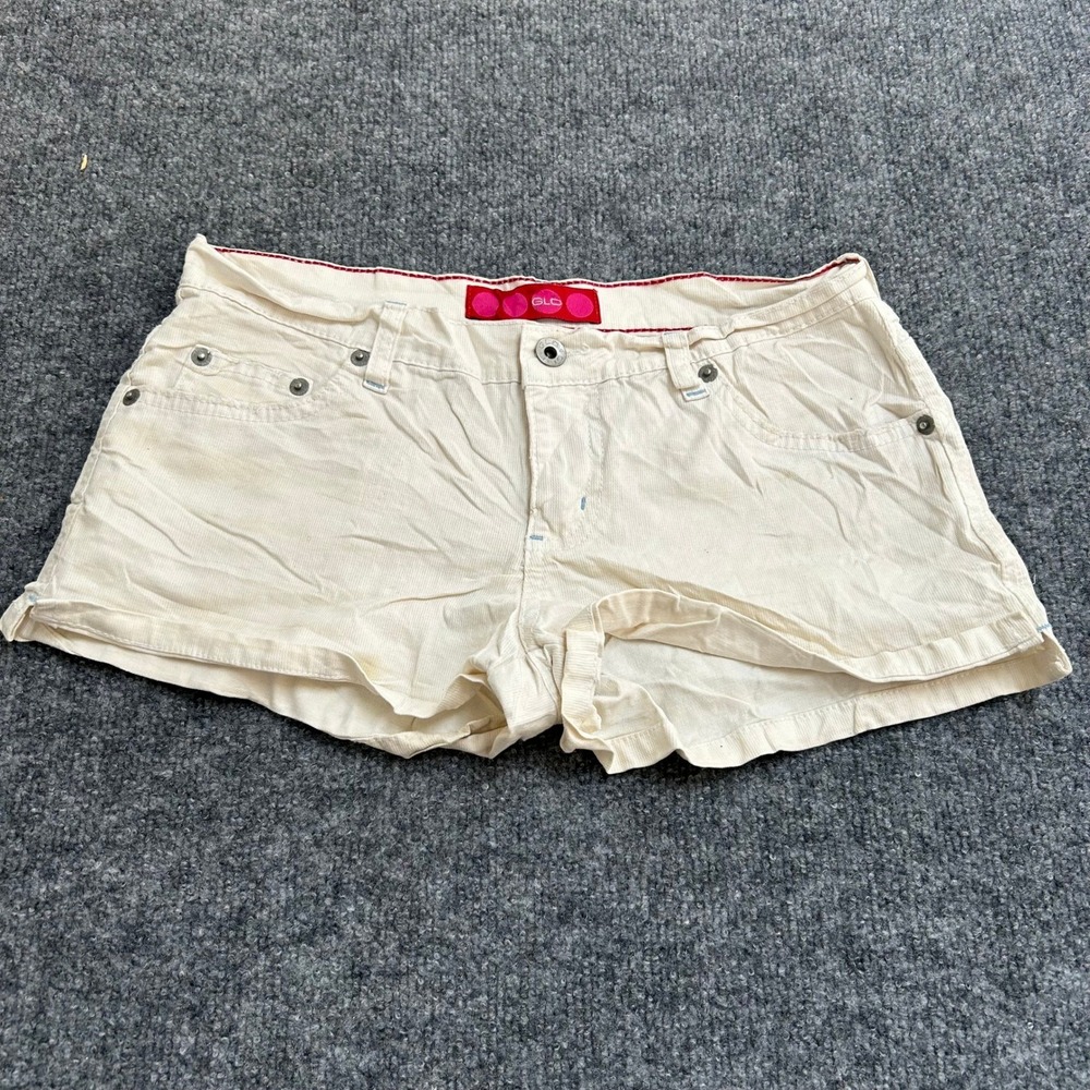GLO Corduroy Shorts Womens  5 Cream Low Rise Mini Casual Cotton Blend Stretch